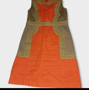 THML Orange and Brown Dress with Gold Accents